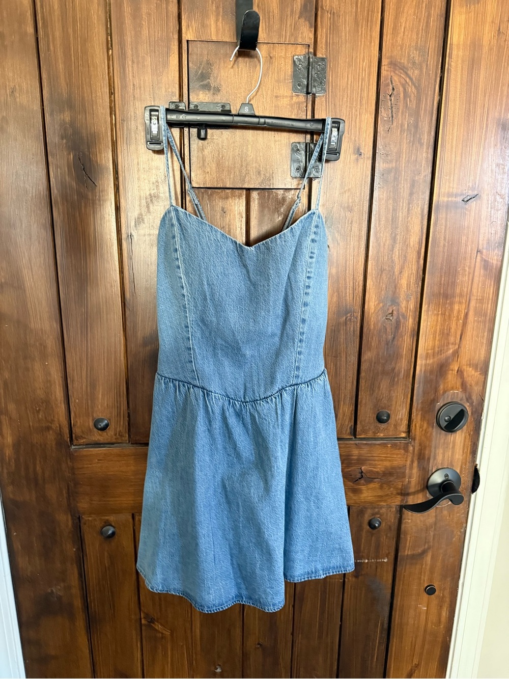 Hollister Light Blue Denim Spaghetti-Strap Mini Romper